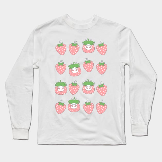 Strawberry Cow Long Sleeve T-Shirt by LulululuPainting